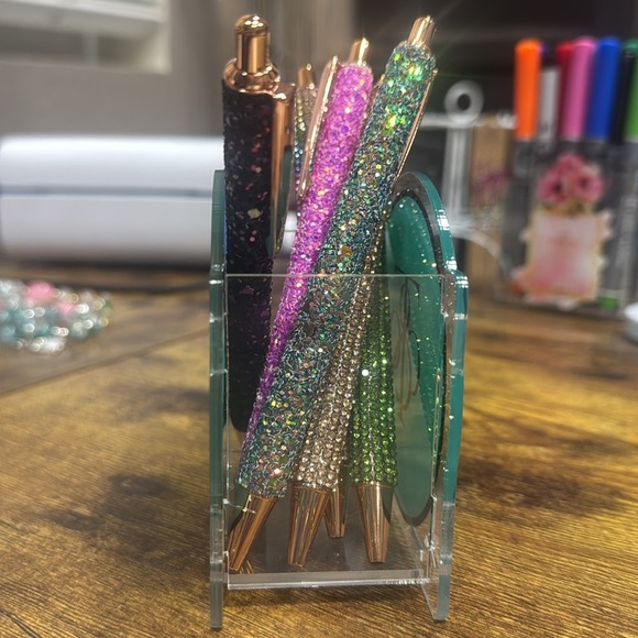 Teal and Multicolor Pen or makeup brush Holder - Picture 2 of 3